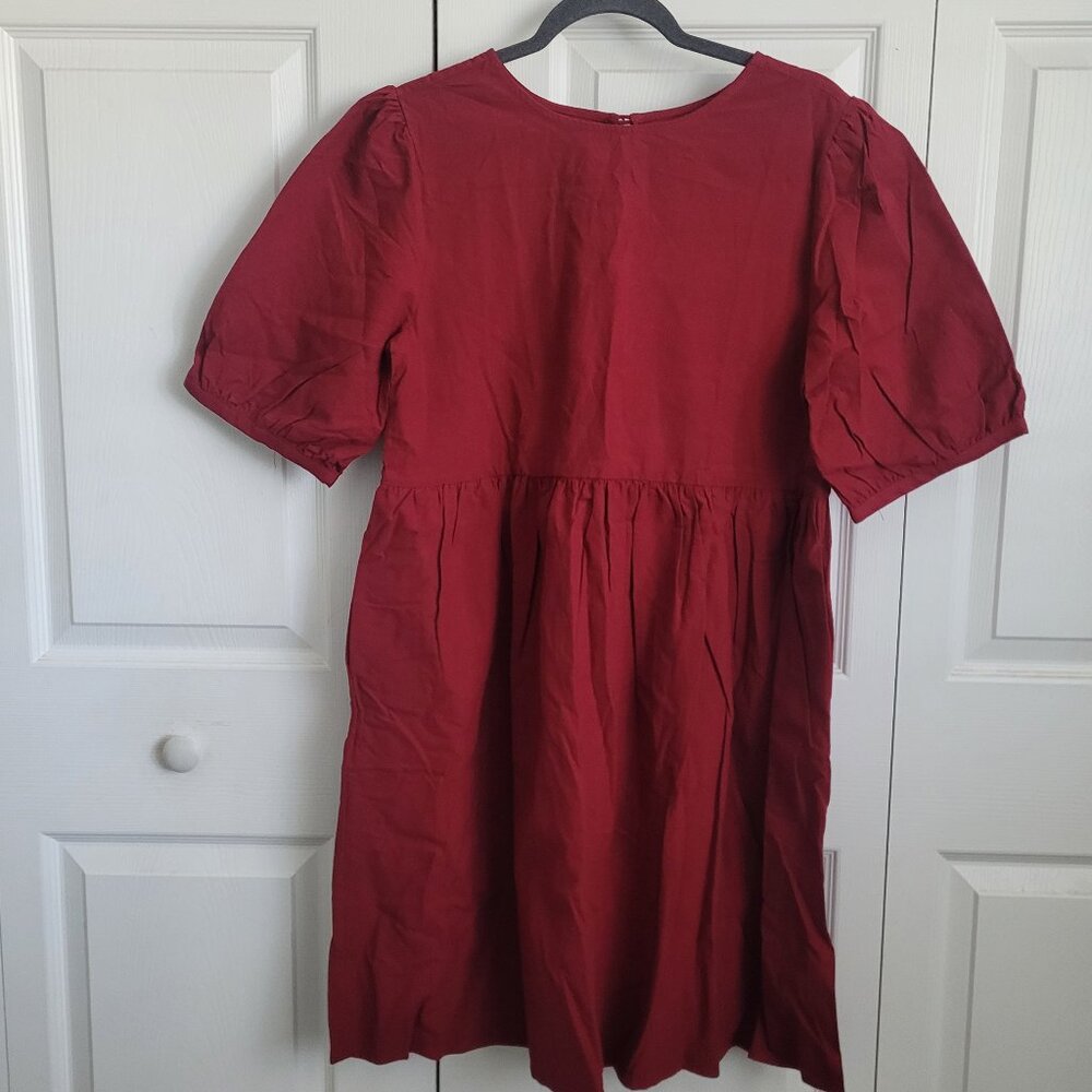 NEW TRADLANDS Nico 2.0 Balloon Sleeve Dress Garnet Size S - Picture 4 of 10